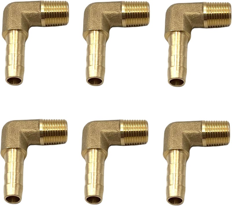 Bumugufu 6 Pcs Brass Hose Barb Fittings, 1/8" NPT to 1/4" OD Hose Barb Fitting Elbow for Low-pressure,Fuel,Air and Non-potable Water Chilling Application - Image 3
